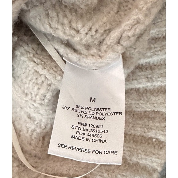 Pink Rose Women's Medium Tan Cable Knit Collared V Neck Sleeveless Sweater - Picture 2 of 4